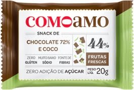 snack saudável de chocolate 72% e coco