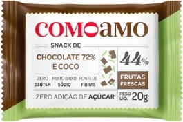 snack saudável de chocolate 72% e coco