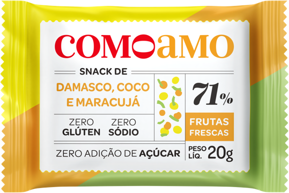 snack saudável de Coco, Maracujá e Damasco como amo