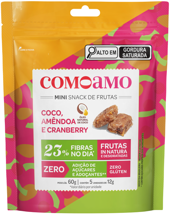 Coco, amêndoa e cranberry como amo
