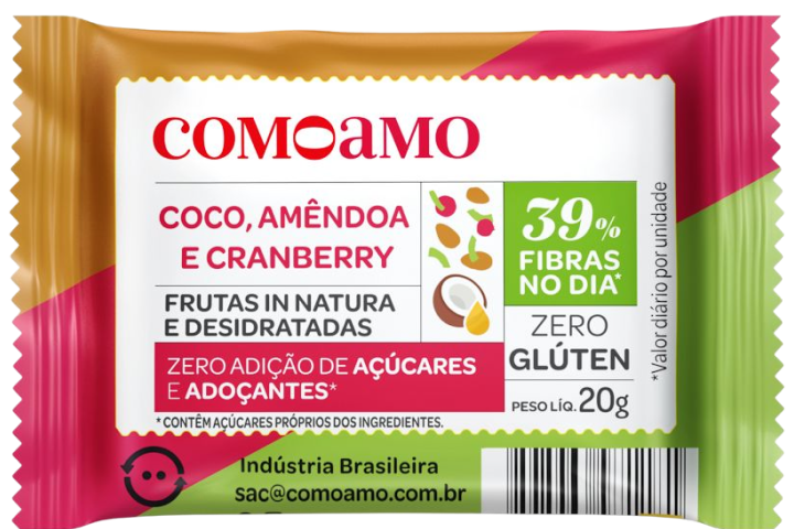 Coco, amêndoa e cranberry como amo